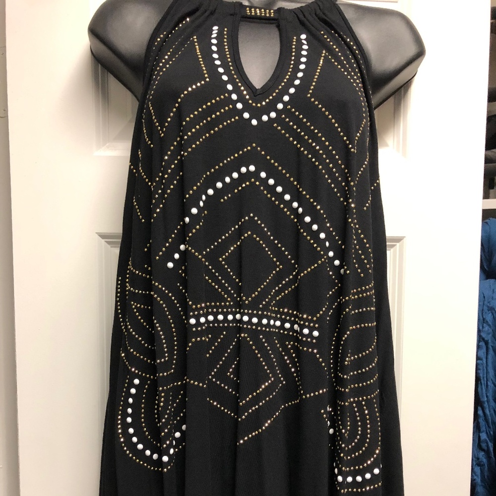 Lane Bryant Black Halter with Silver/Gold Sequin.